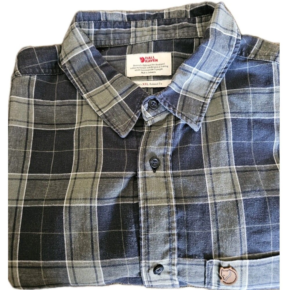 FjallRaven Shirt Mens XXL Relaxed Fit Ovik Travel Short Sleeve Button Up